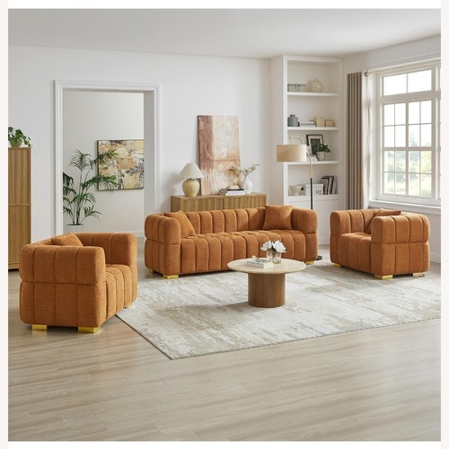 Used Target Orange Fabric 3+ Seater Sofa for sale on AptDeco