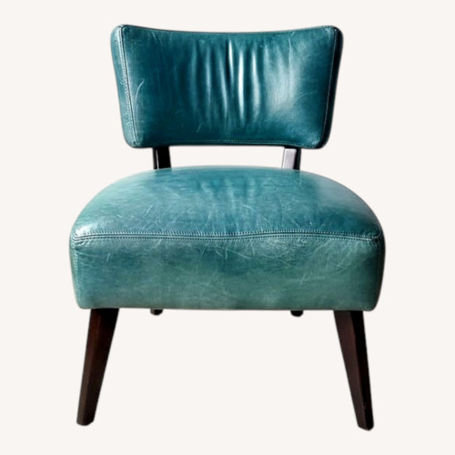 Used Crate & Barrel Marsden Blue Leather Accent Chair for sale on AptDeco