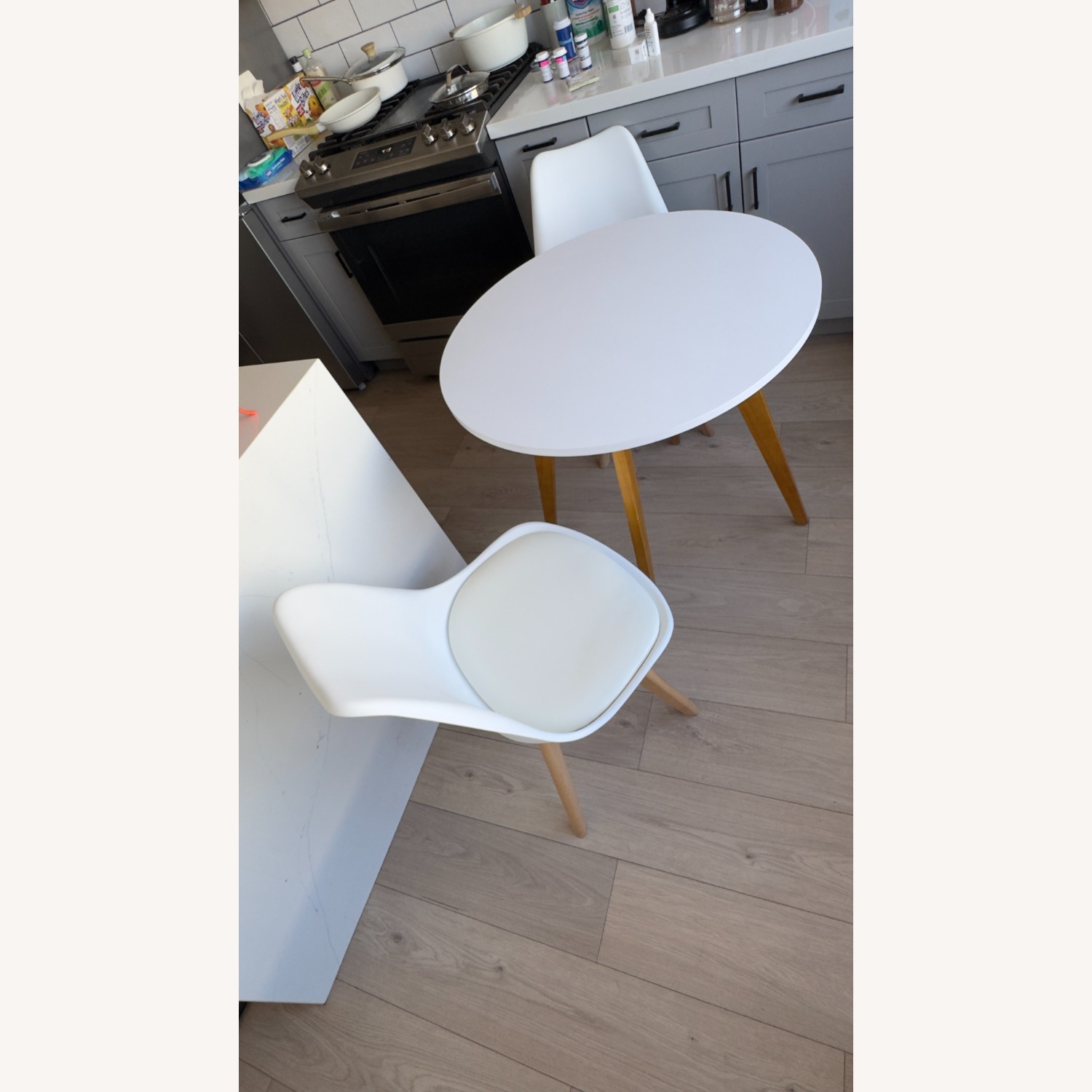 Dining Set - White and Wood Table with 2 Chairs  - image-10