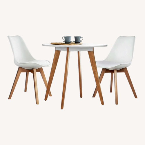 Used Dining Set - White and Wood Table with 2 Chairs  for sale on AptDeco