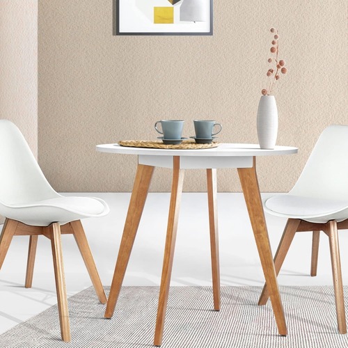 Used Dining Set - White and Wood Table with 2 Chairs  for sale on AptDeco
