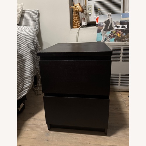Used IKEA MALM Black Wood Nightstand for sale on AptDeco