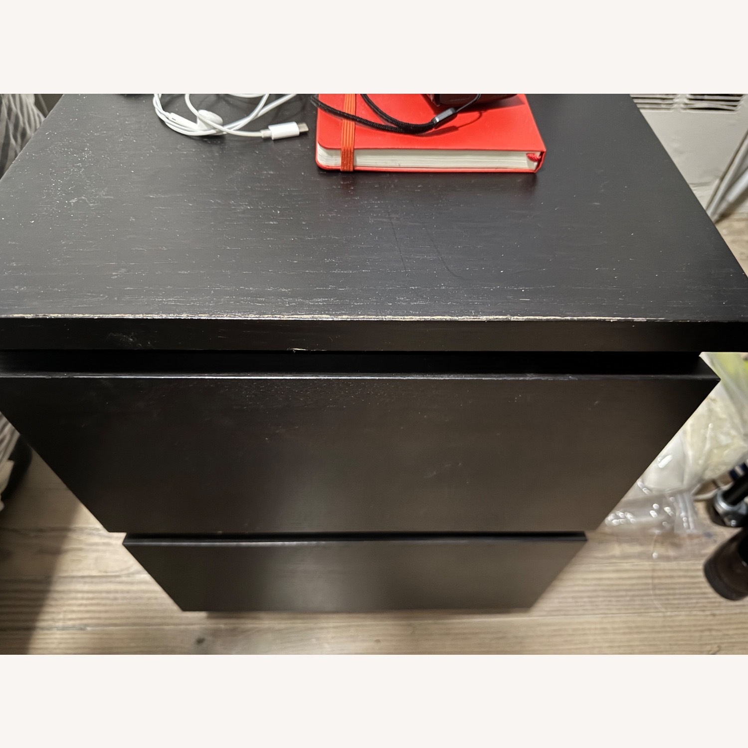 IKEA MALM Black Wood Nightstand - image-3