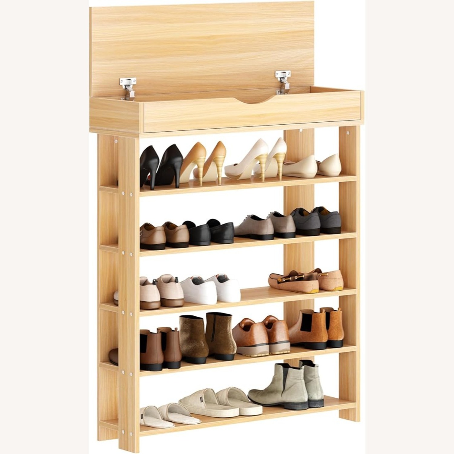 Natural Wood Entryway Shoe Rack - image-3