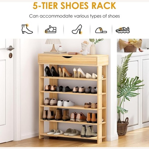 Used Natural Wood Entryway Shoe Rack for sale on AptDeco