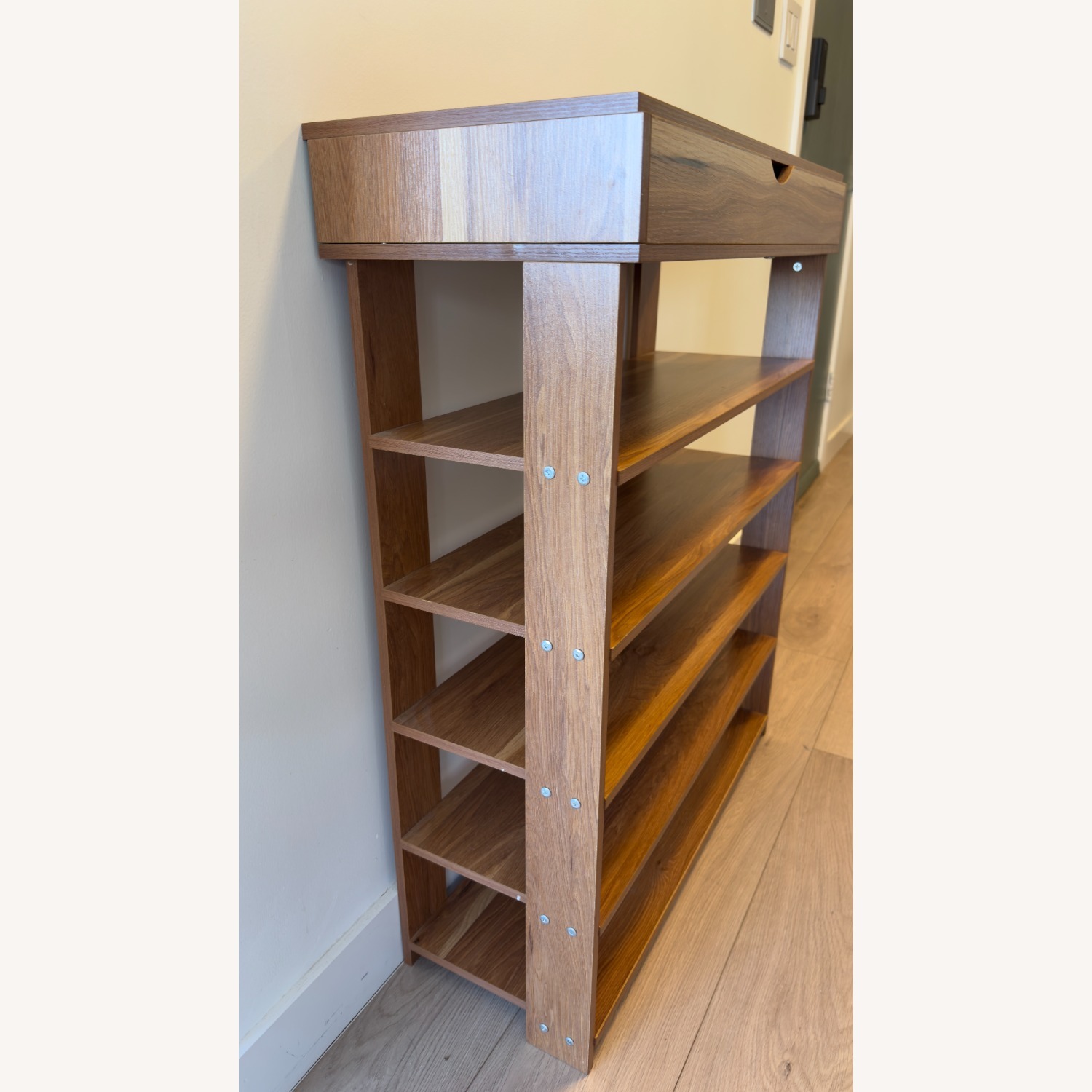 Natural Wood Entryway Shoe Rack - image-8