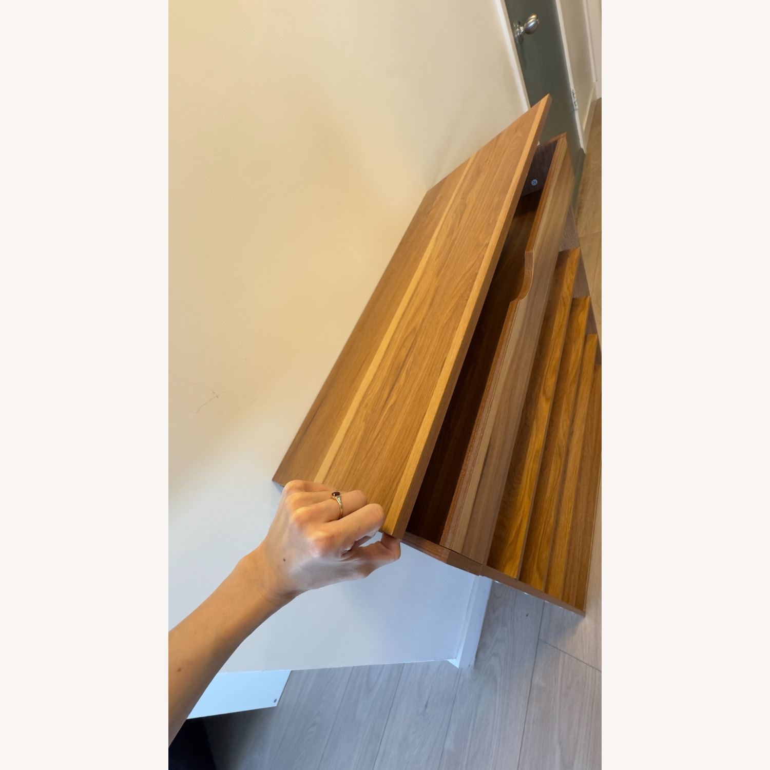 Natural Wood Entryway Shoe Rack - image-11