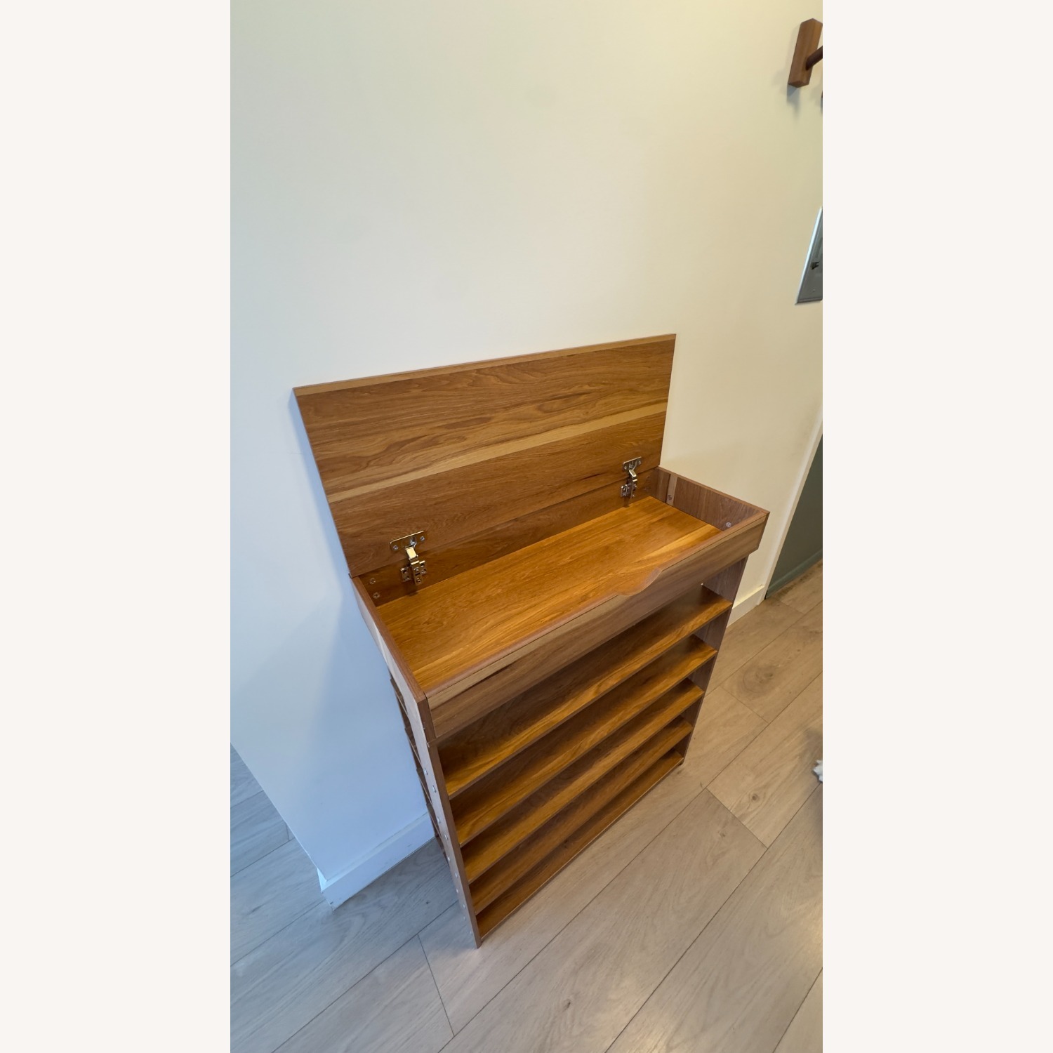 Natural Wood Entryway Shoe Rack - image-10