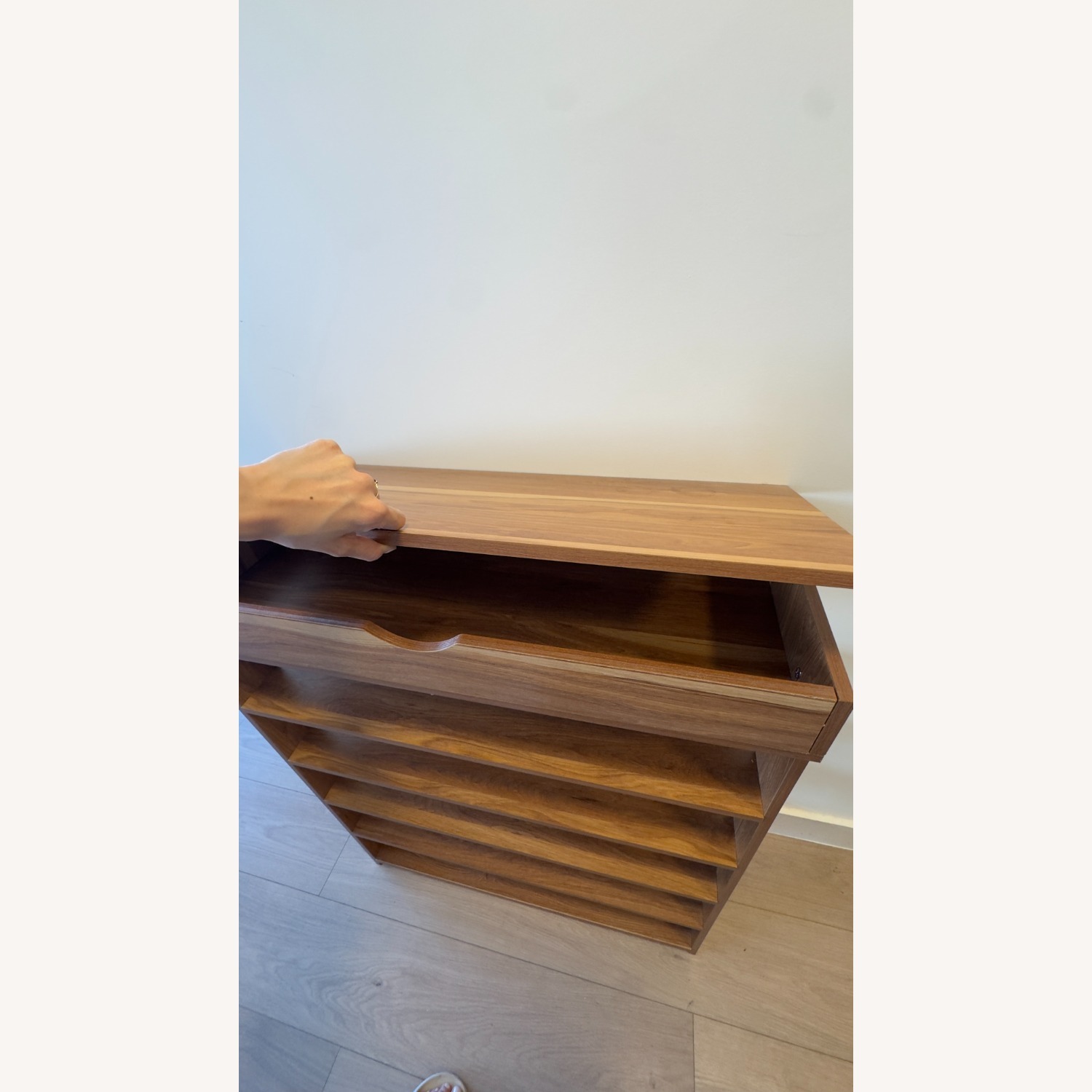Natural Wood Entryway Shoe Rack - image-12