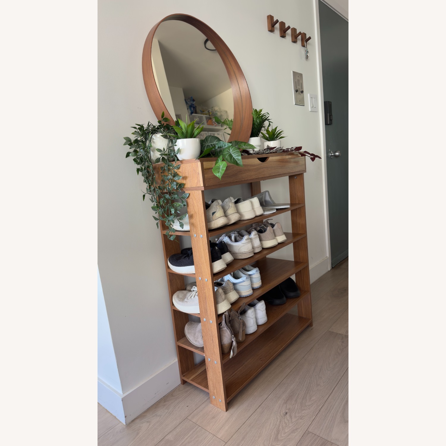 Natural Wood Entryway Shoe Rack - image-14