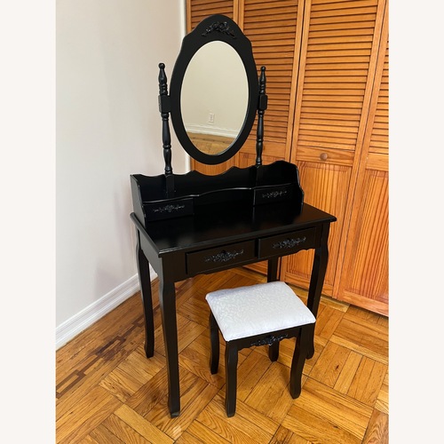 Used Black Antique Convertible Vanity with Stool for sale on AptDeco