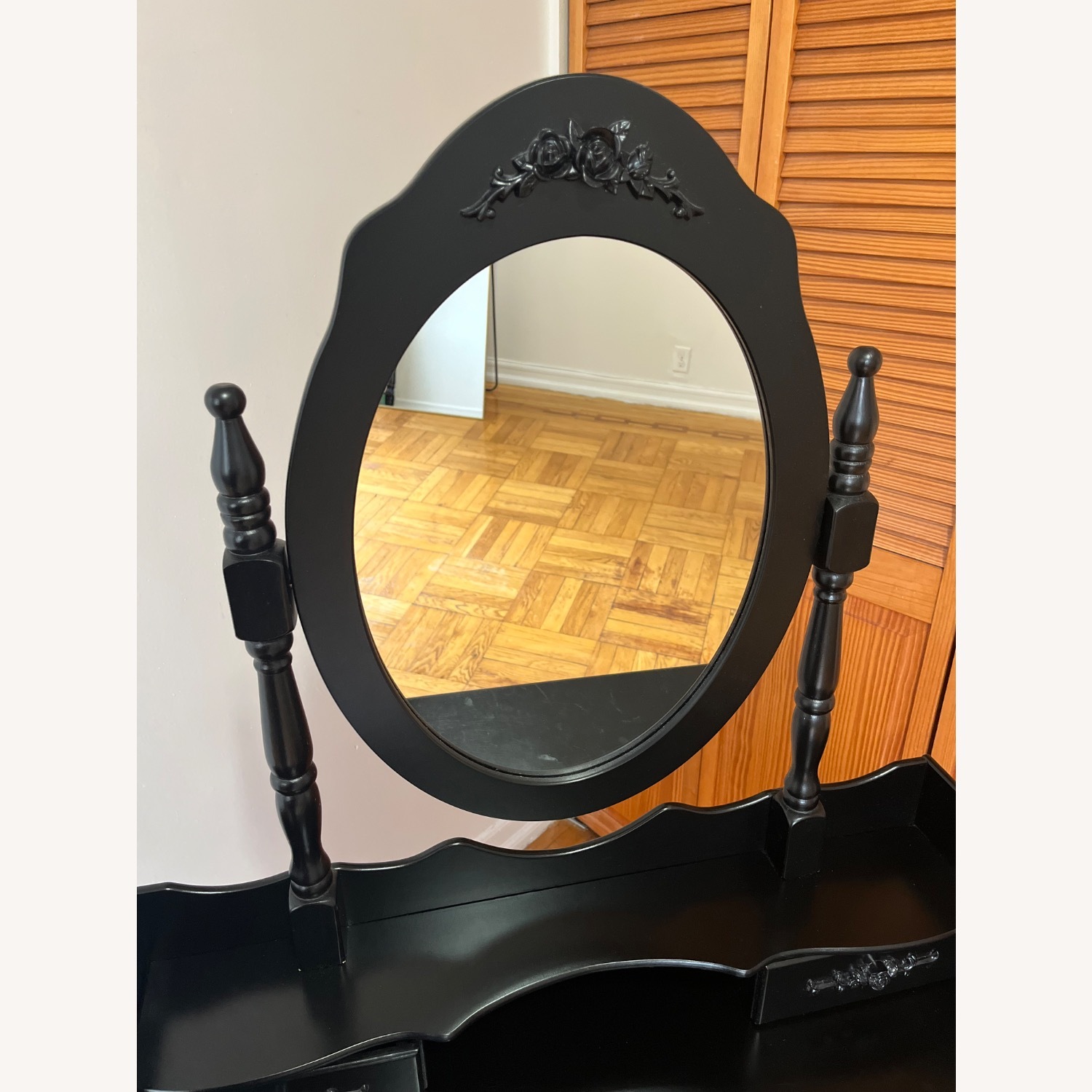 Black Antique Convertible Vanity with Stool - image-7