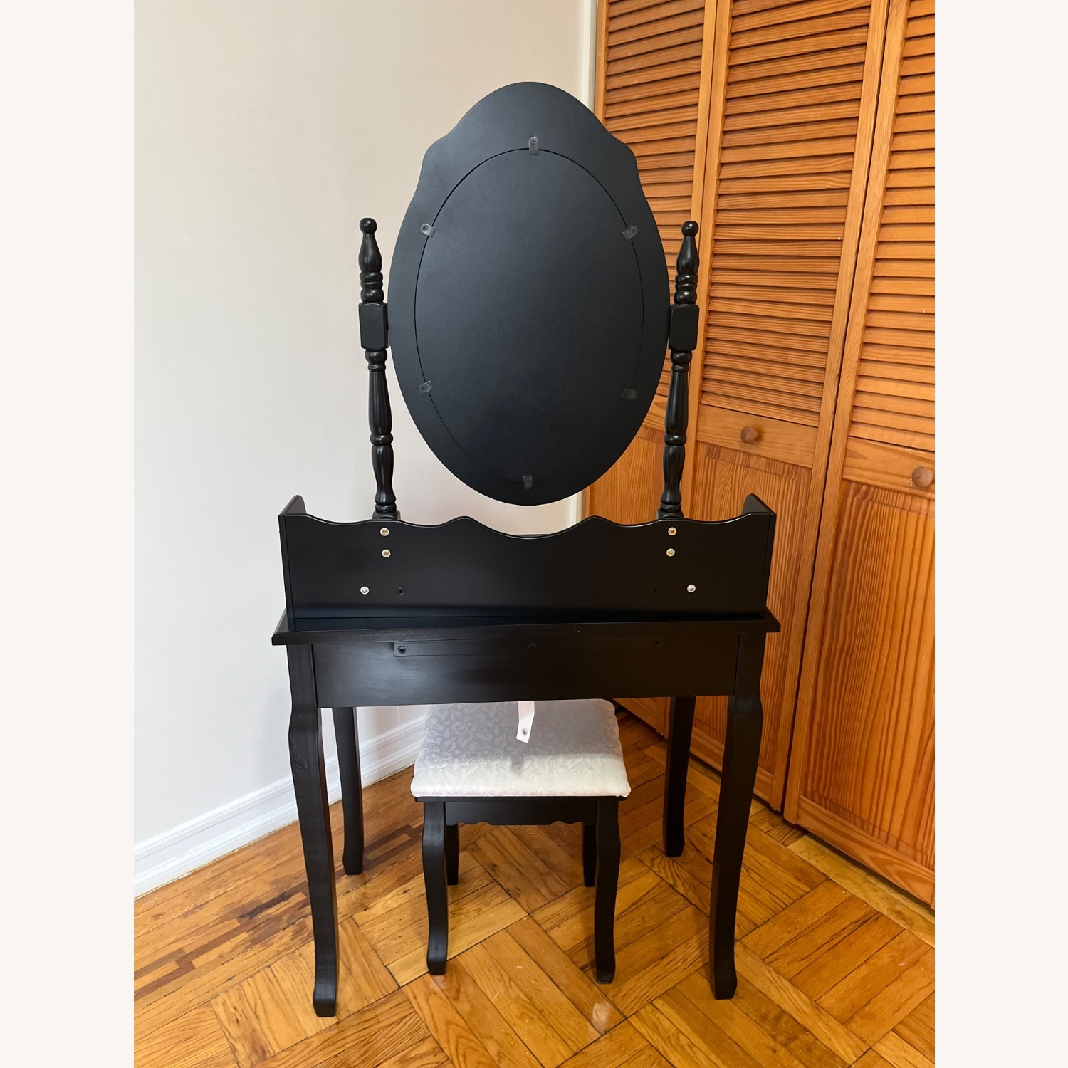 Black Antique Convertible Vanity with Stool - image-10