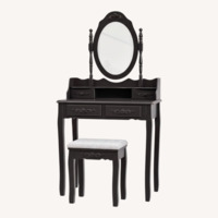 Black Antique Convertible Vanity with Stool