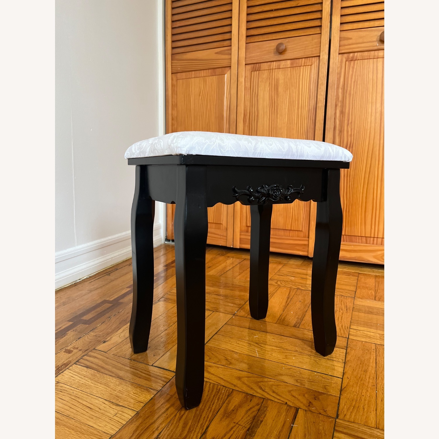 Black Antique Convertible Vanity with Stool - image-13