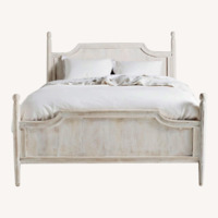 Anthropologie Washed Natural Wood Queen Bed