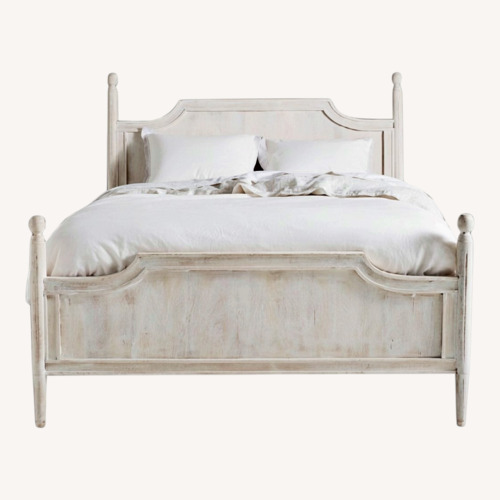 Used Anthropologie Washed Natural Wood Queen Bed for sale on AptDeco