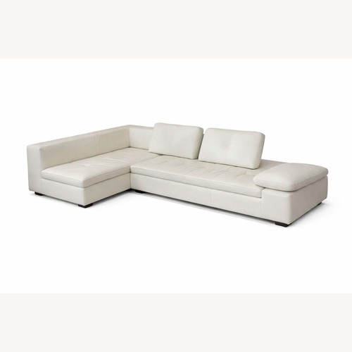 Used Natuzzi OFF- White Leather 2 Piece Sectional for sale on AptDeco