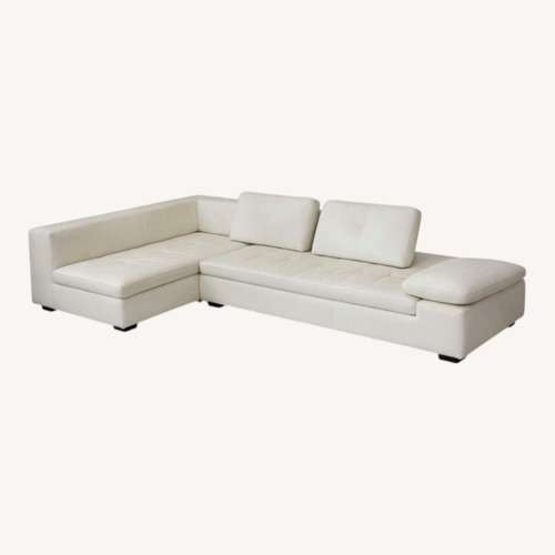 Used Natuzzi OFF- White Leather 2 Piece Sectional for sale on AptDeco