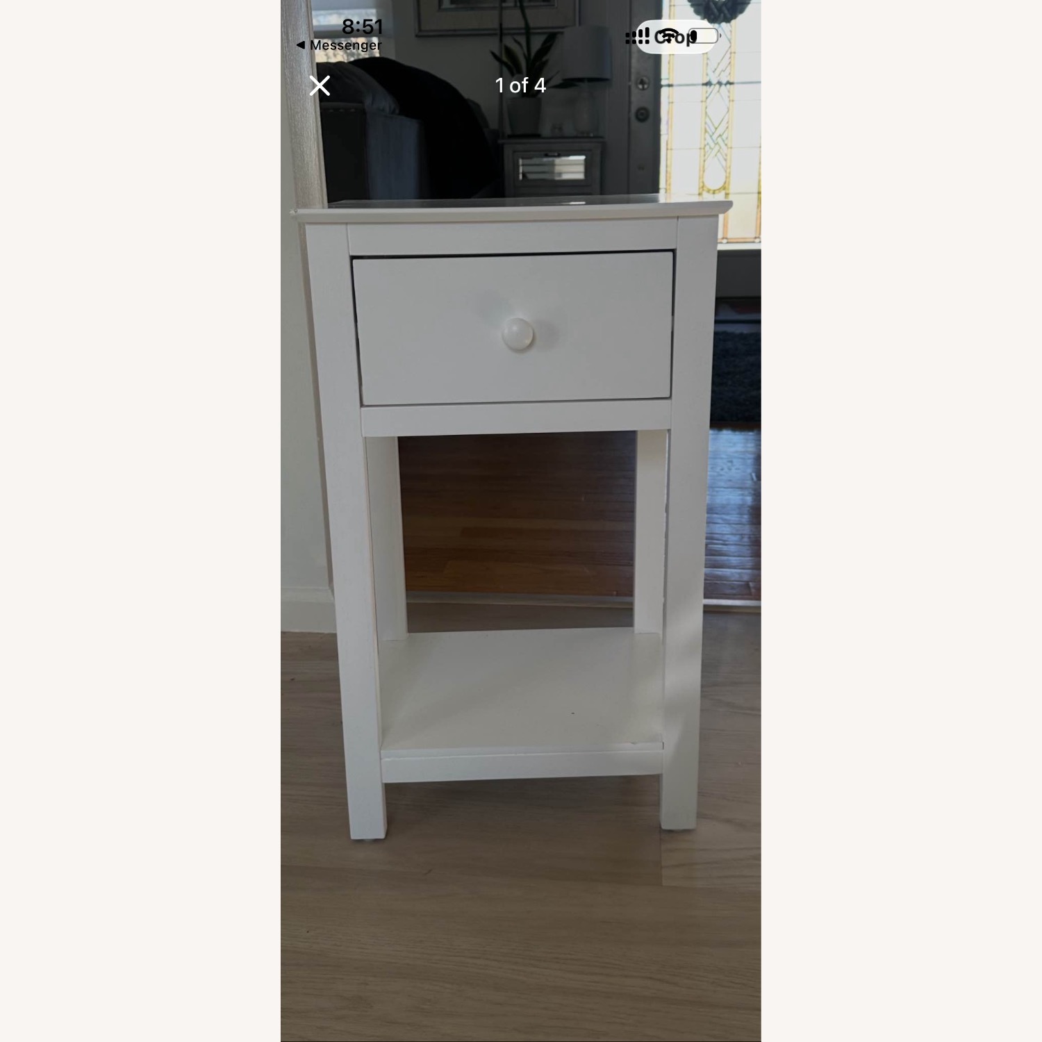 At Home White Wood Veneer Media Storage - image-1