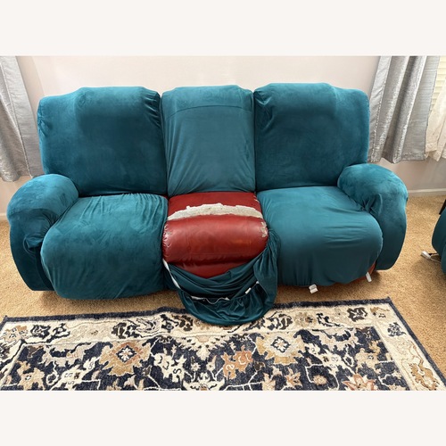 Used Red Leather 3+ Seater Sofa for sale on AptDeco