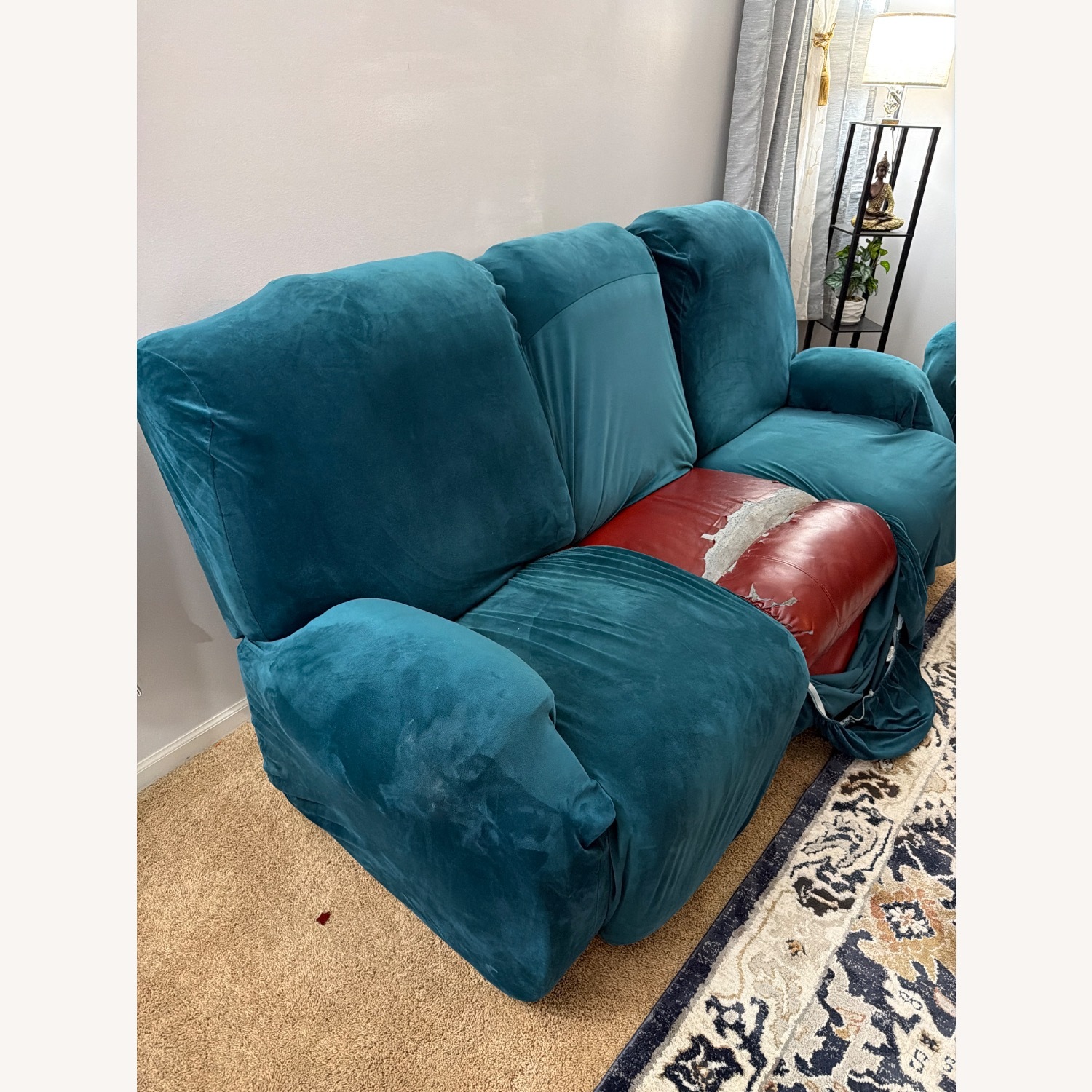 Red Leather 3+ Seater Sofa - image-2