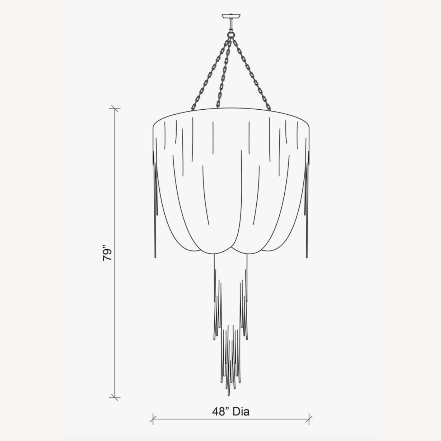Ngala Large Leather Fringe Chandelier in Bone - image-9