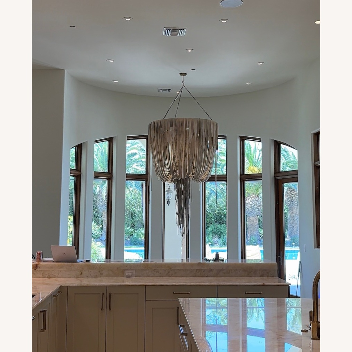 Ngala Large Leather Fringe Chandelier in Bone - image-8