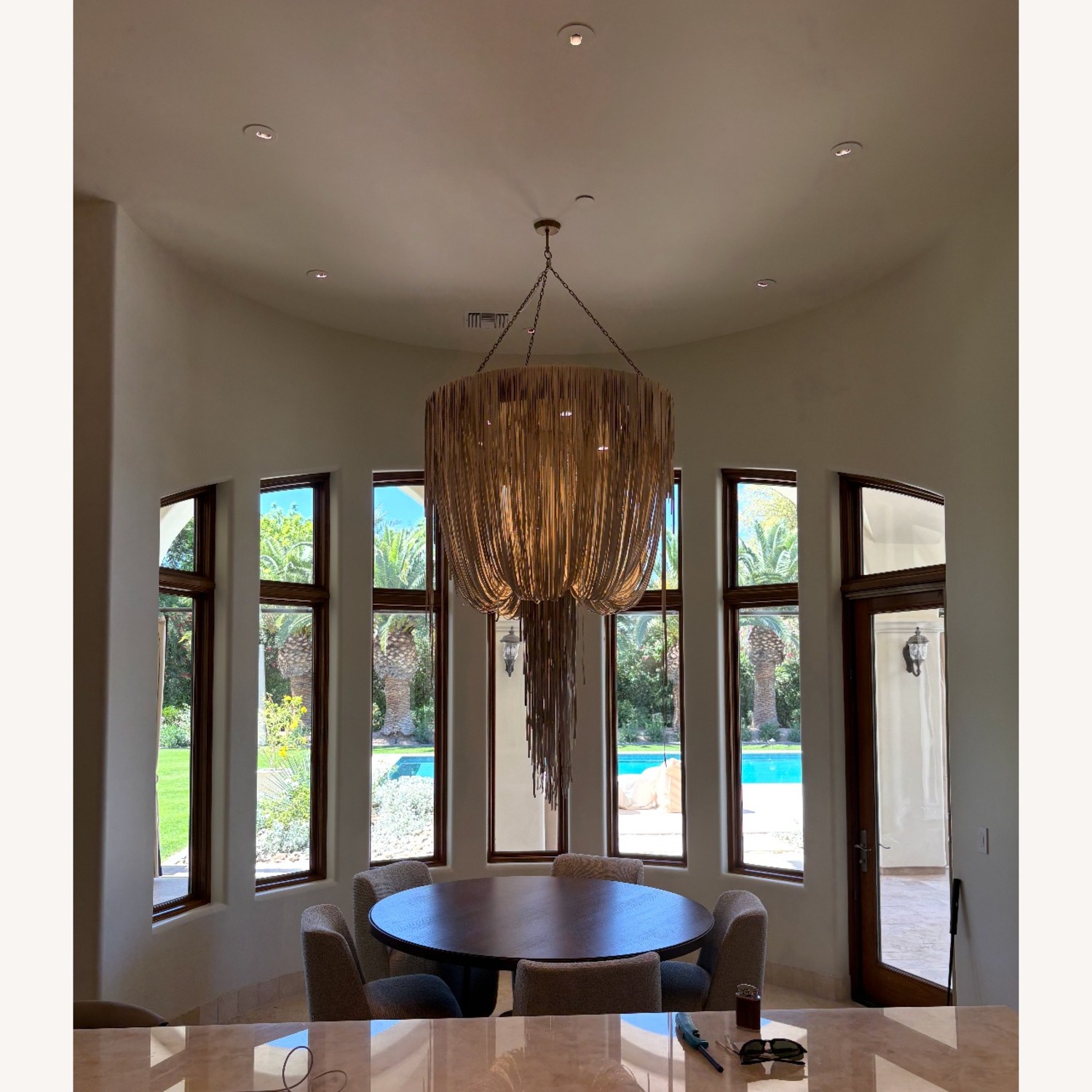 Ngala Large Leather Fringe Chandelier in Bone - image-2