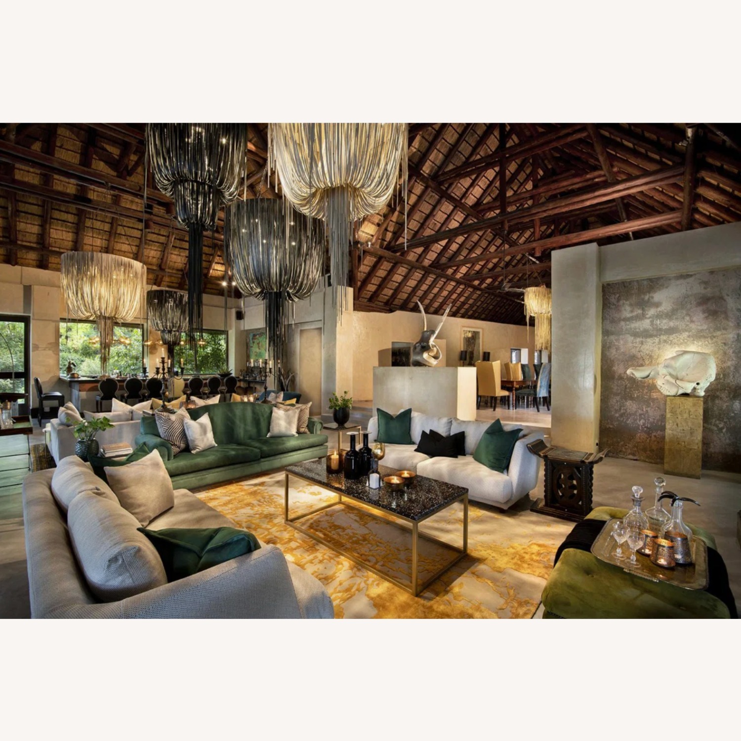 Ngala Large Leather Fringe Chandelier in Bone - image-7