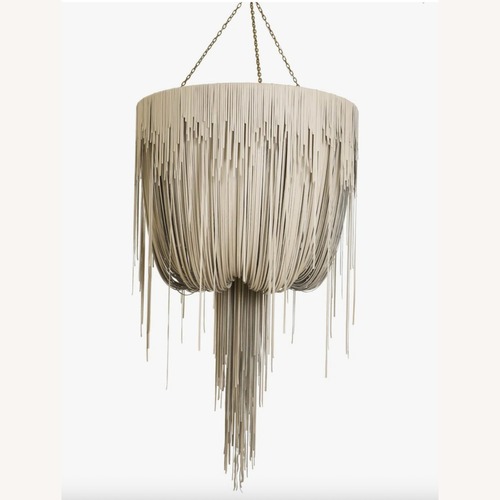 Used Ngala Large Leather Fringe Chandelier in Bone for sale on AptDeco