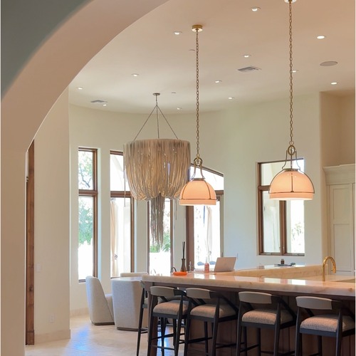 Used Ngala Large Leather Fringe Chandelier in Bone for sale on AptDeco