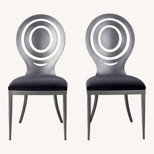 Used Ethan Allen Light Gray Suede Dining Chairs for sale on AptDeco