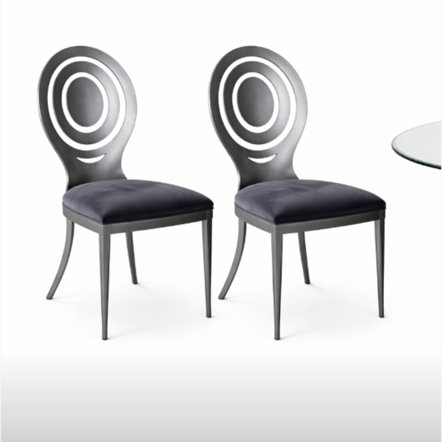 Ethan Allen Light Gray Suede Dining Chairs - image-3