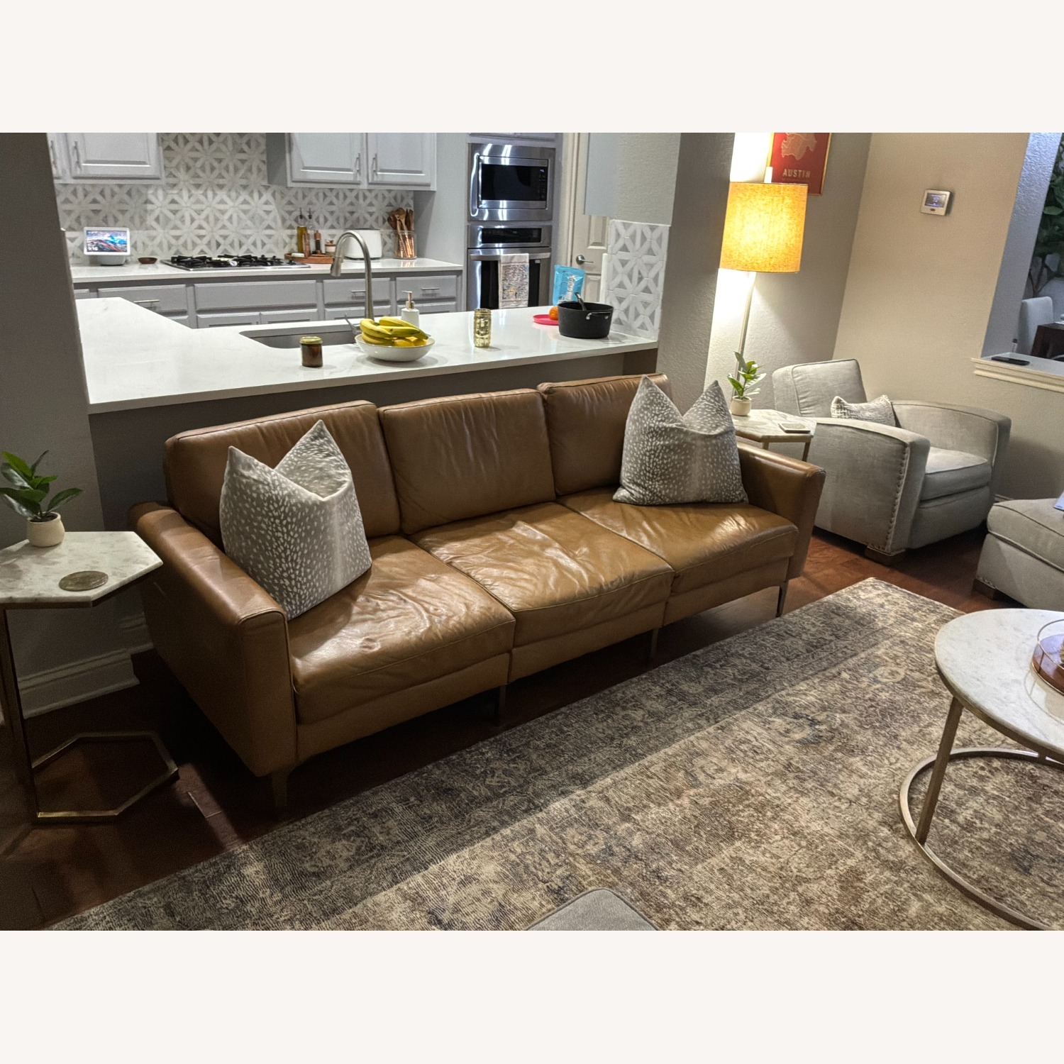 Burrow Nomad Camel Leather Sofa - image-2