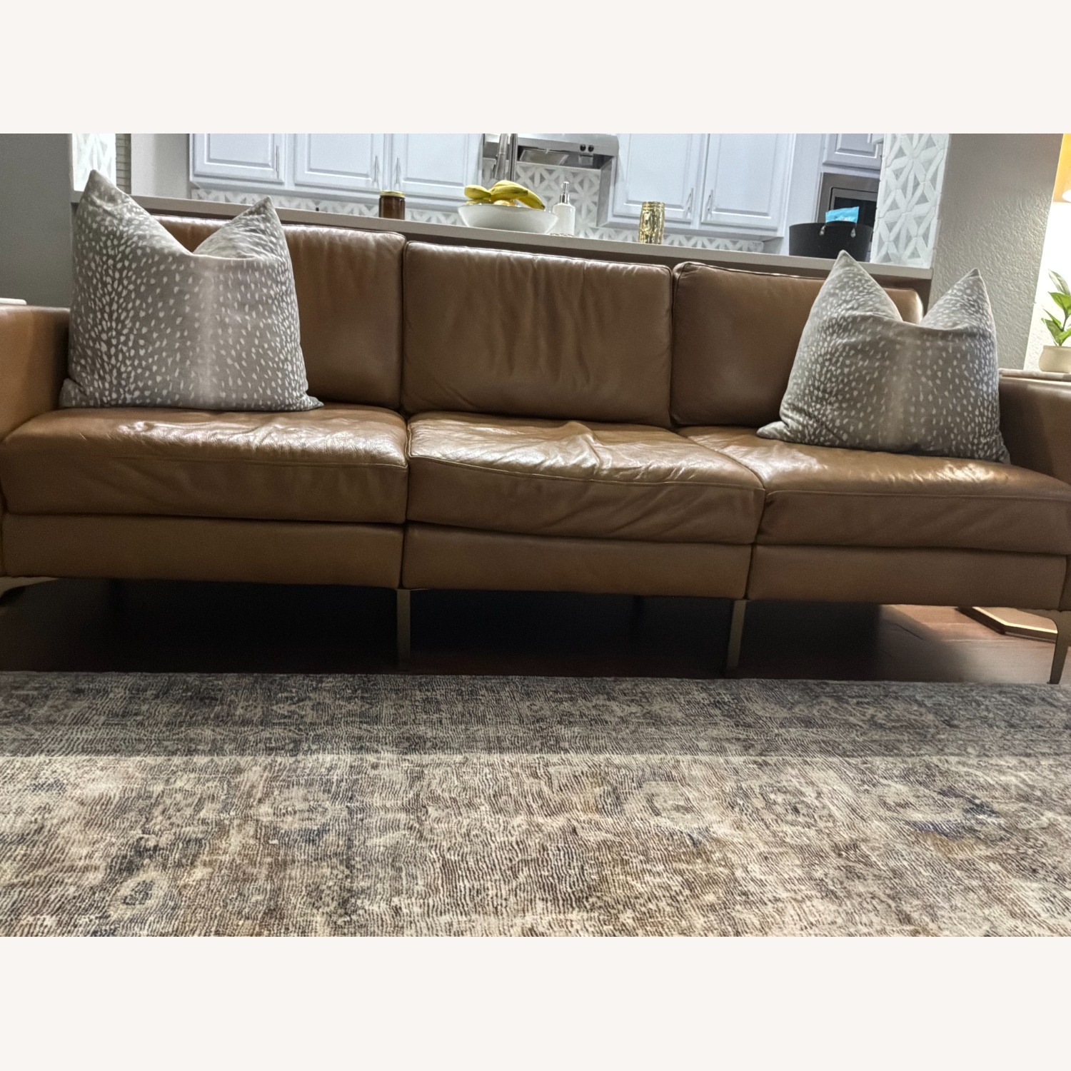 Burrow Nomad Camel Leather Sofa - image-4