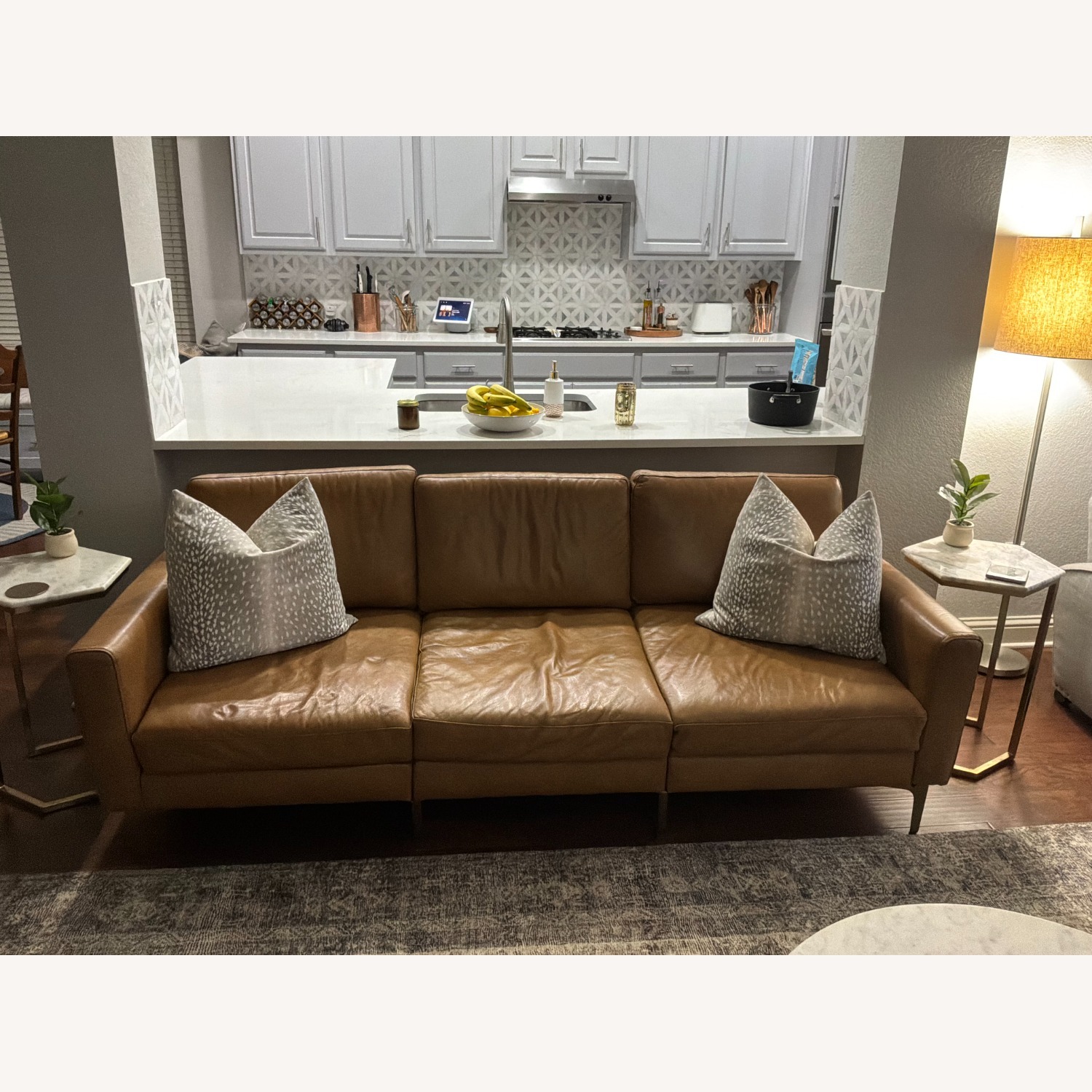 Burrow Nomad Camel Leather Sofa - image-1