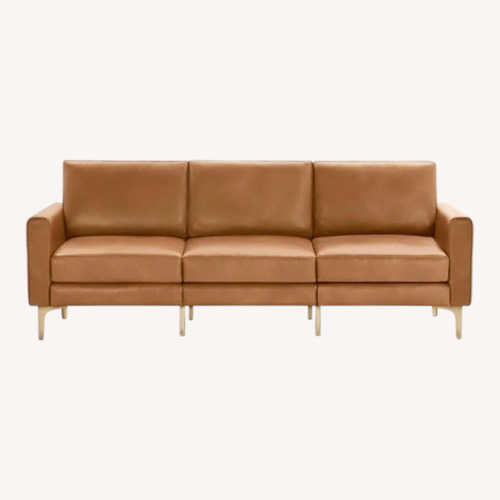 Used Burrow Nomad Camel Leather Sofa for sale on AptDeco