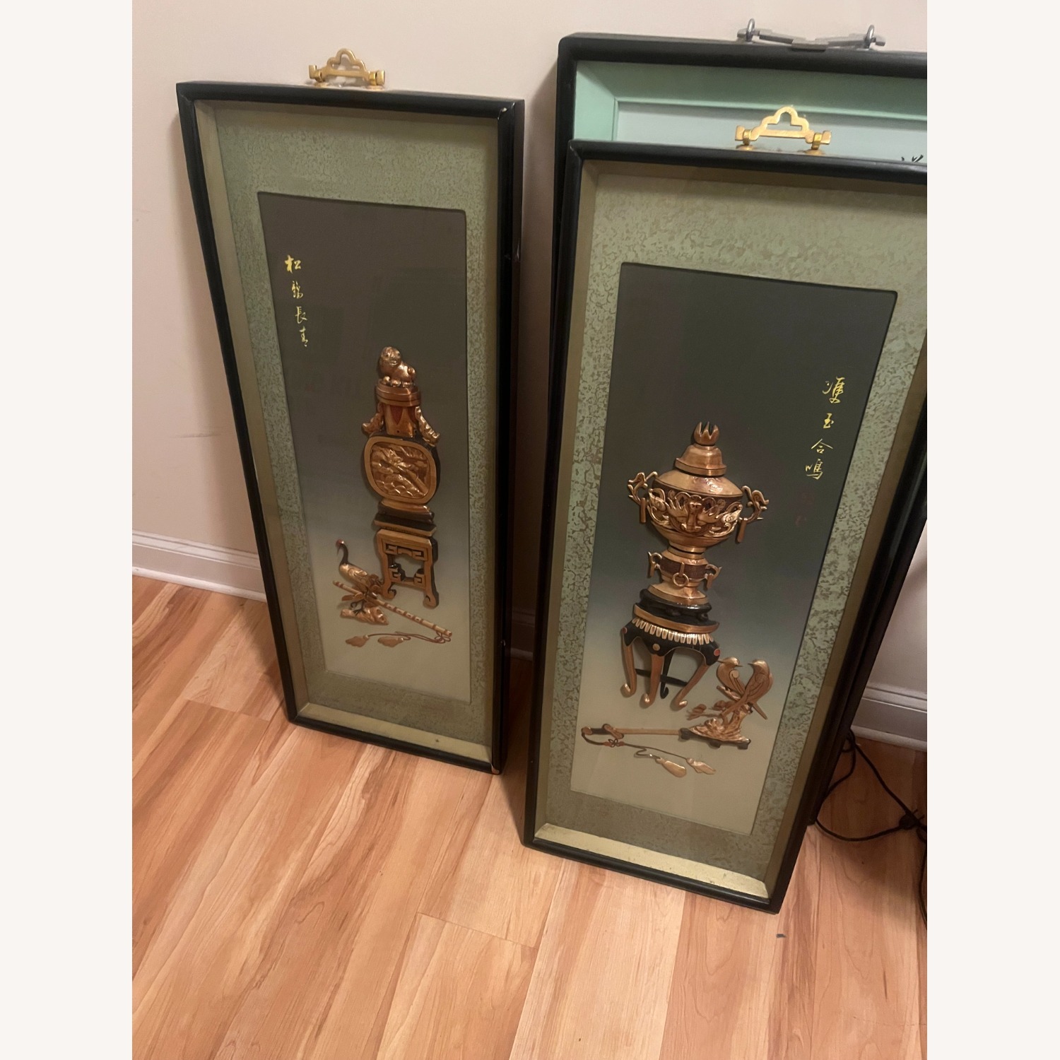 Vintage/Antique Gold Glass Wall Decor - image-1