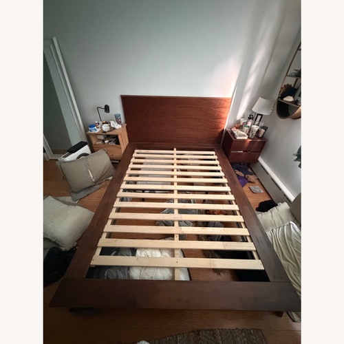 Used Allmodern Koopman Walnut Queen Bed with Headboard for sale on AptDeco
