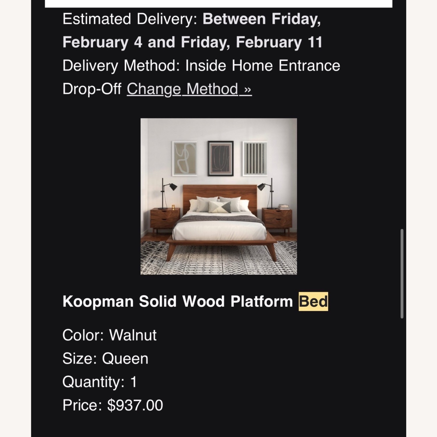 Allmodern Koopman Walnut Queen Bed with Headboard - image-3
