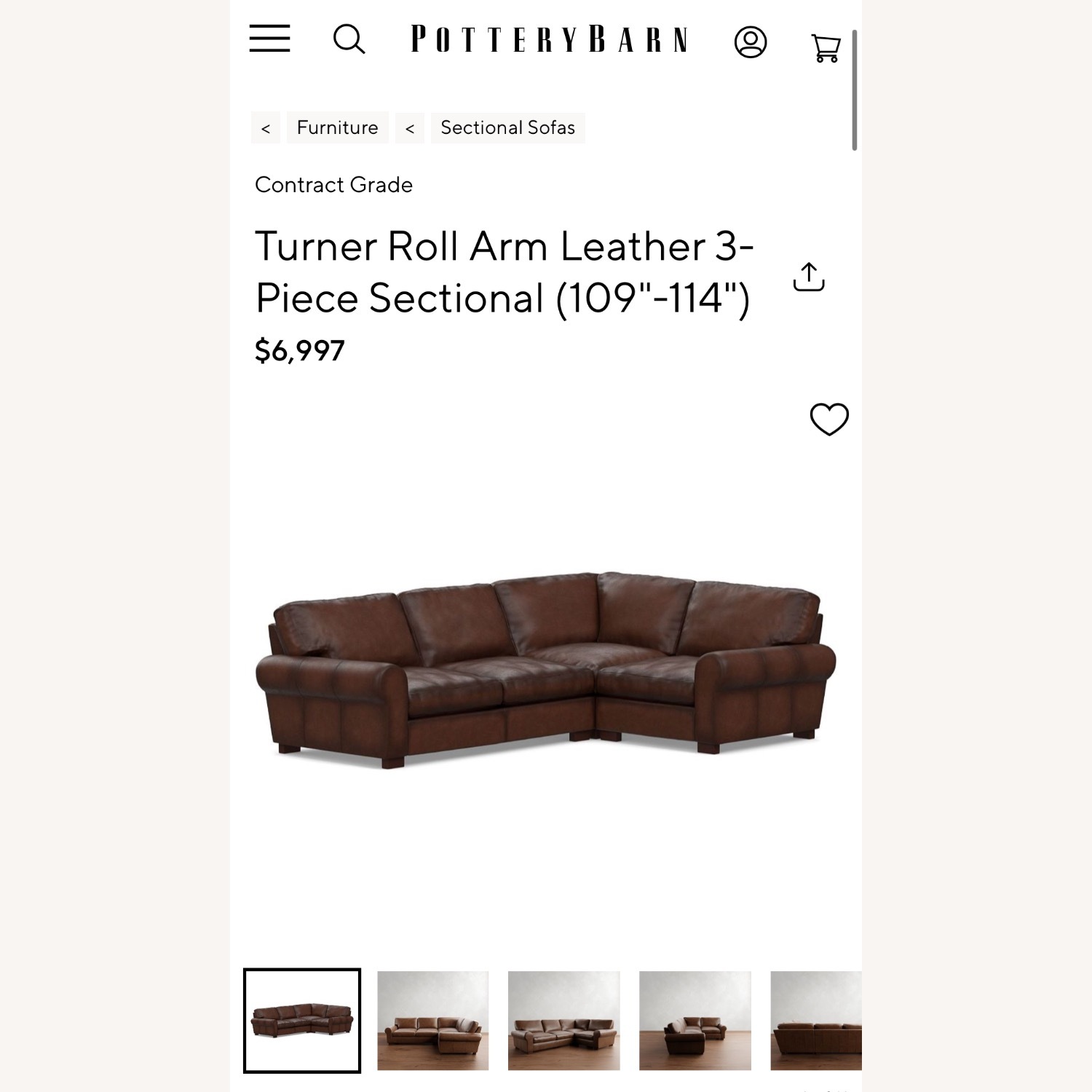 Pottery Barn Turner Leather Sectional - image-7