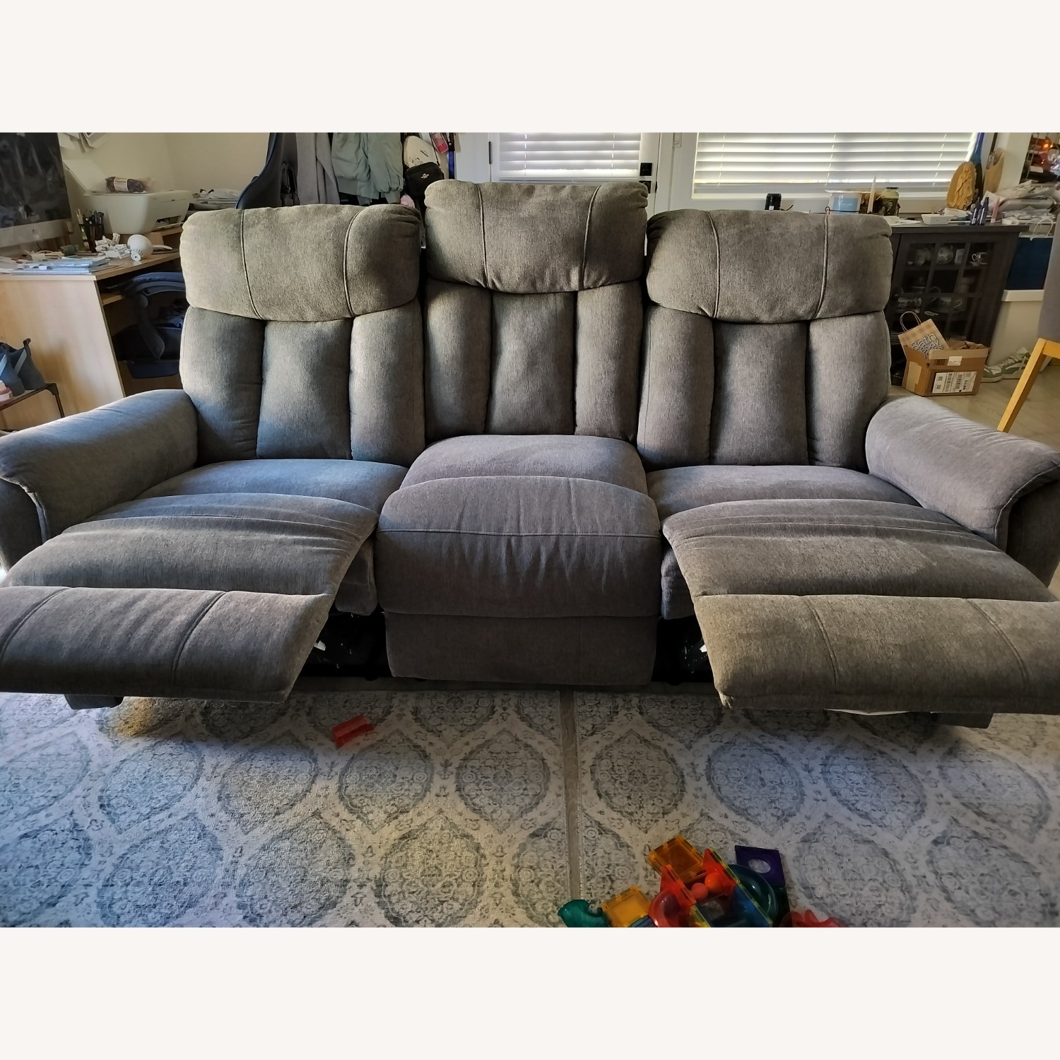 Living Spaces Gray 3 Seater Recliner - image-3