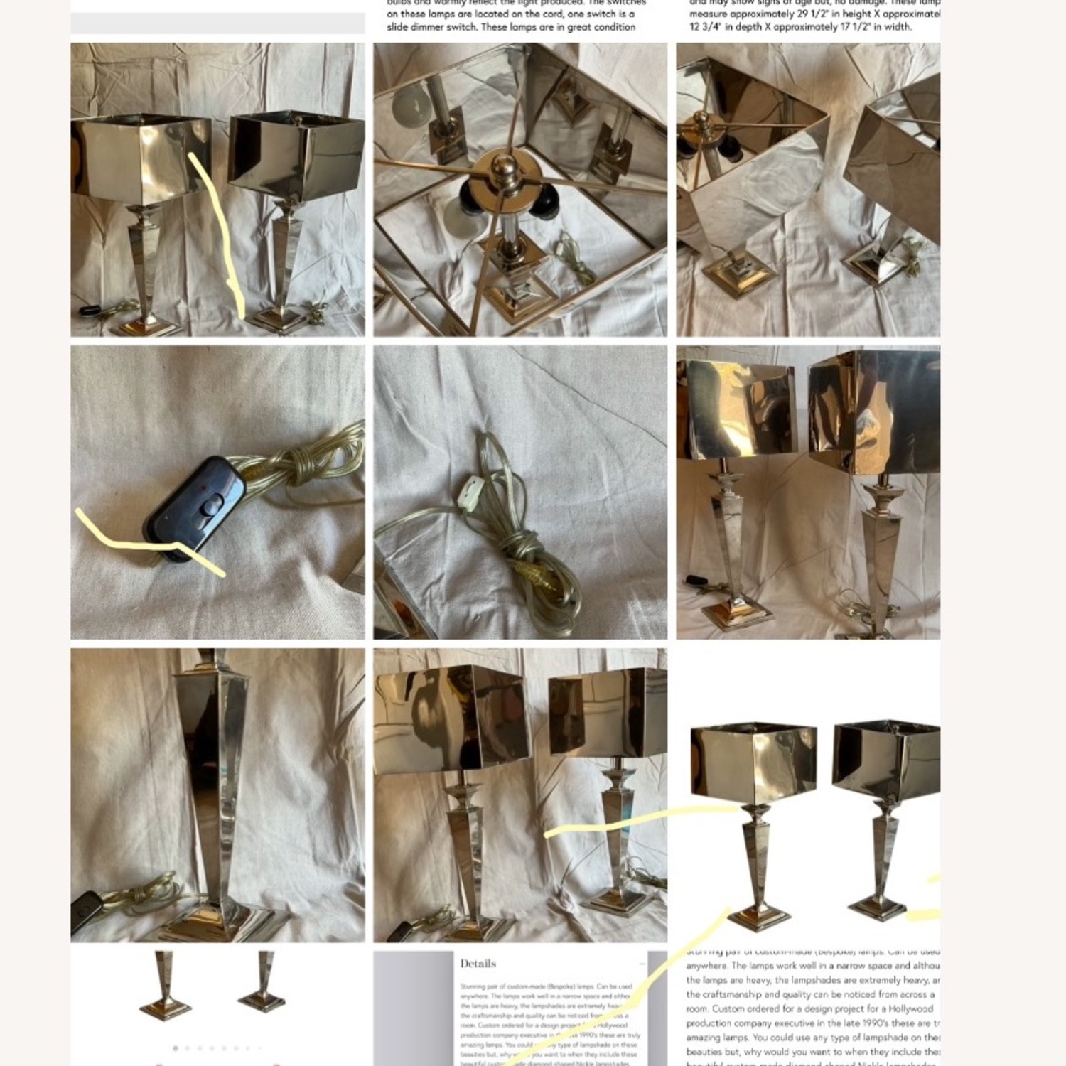 Silver Metal Table Lamps - image-2