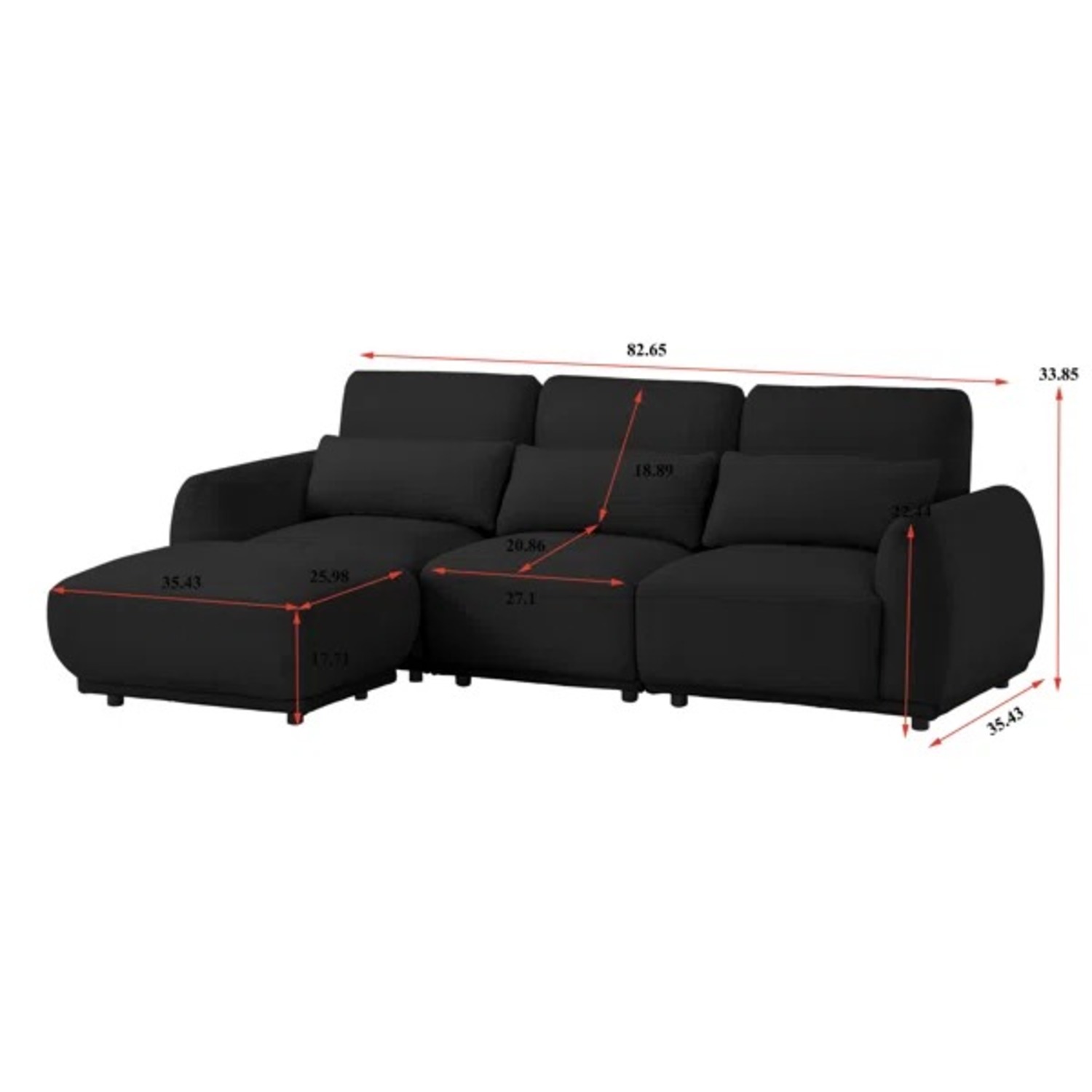 Wayfair Black Wool 3+ Piece Sectional - image-5