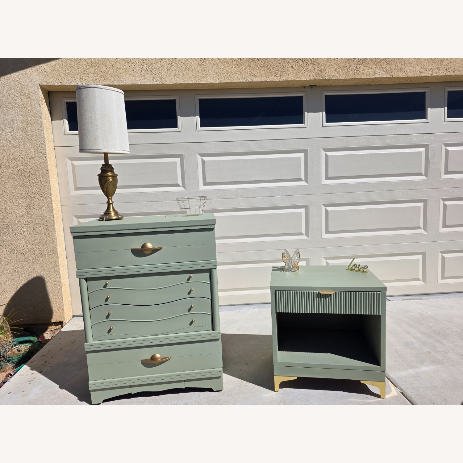Vintage/Antique Green Nightstand - image-2