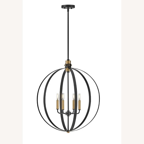 Used Lark Black Steel & Brass Ceiling Chandelier for sale on AptDeco