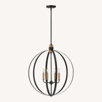Lark Black Steel & Brass Ceiling Chandelier