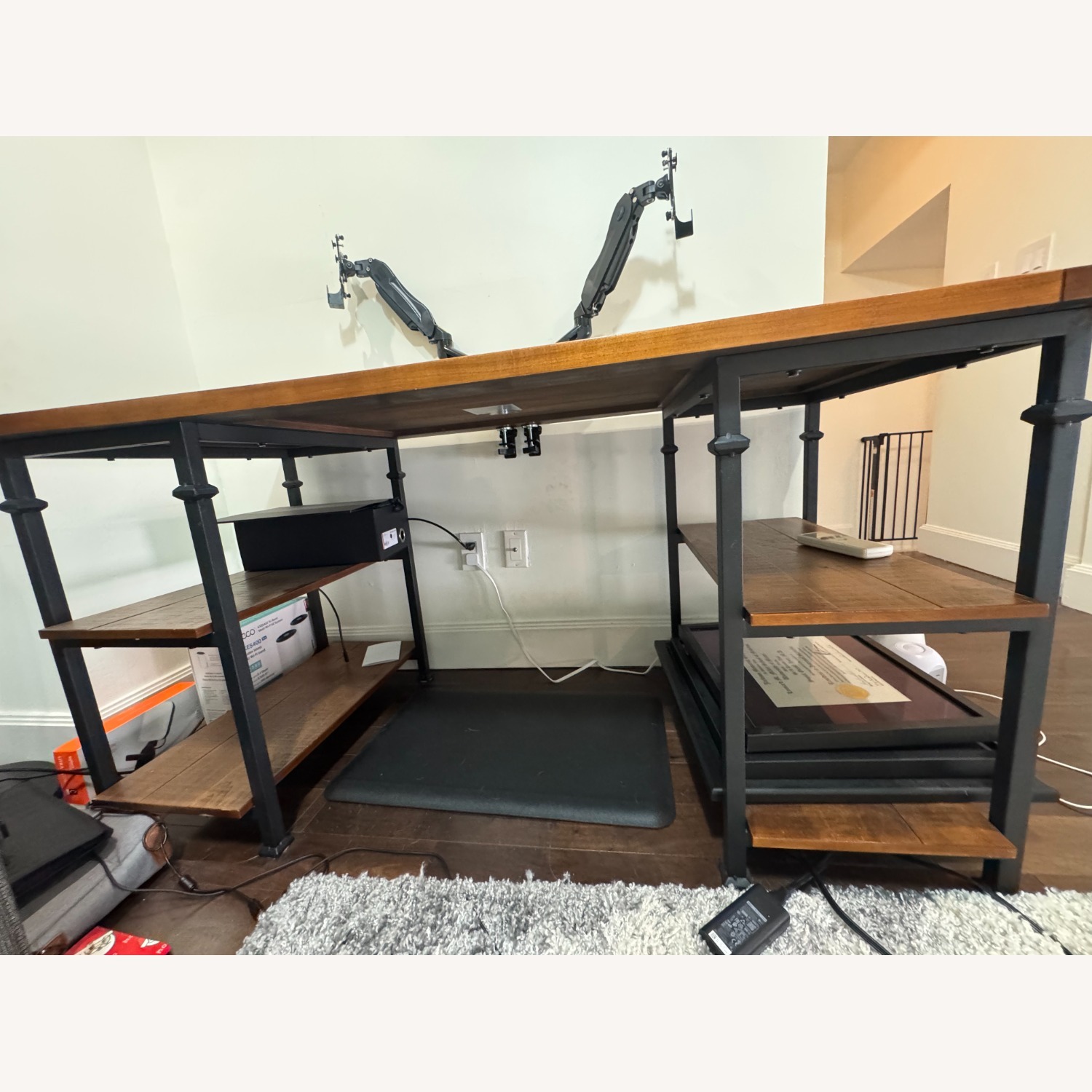 Huanuo Dark Brown Wood Desk - image-3