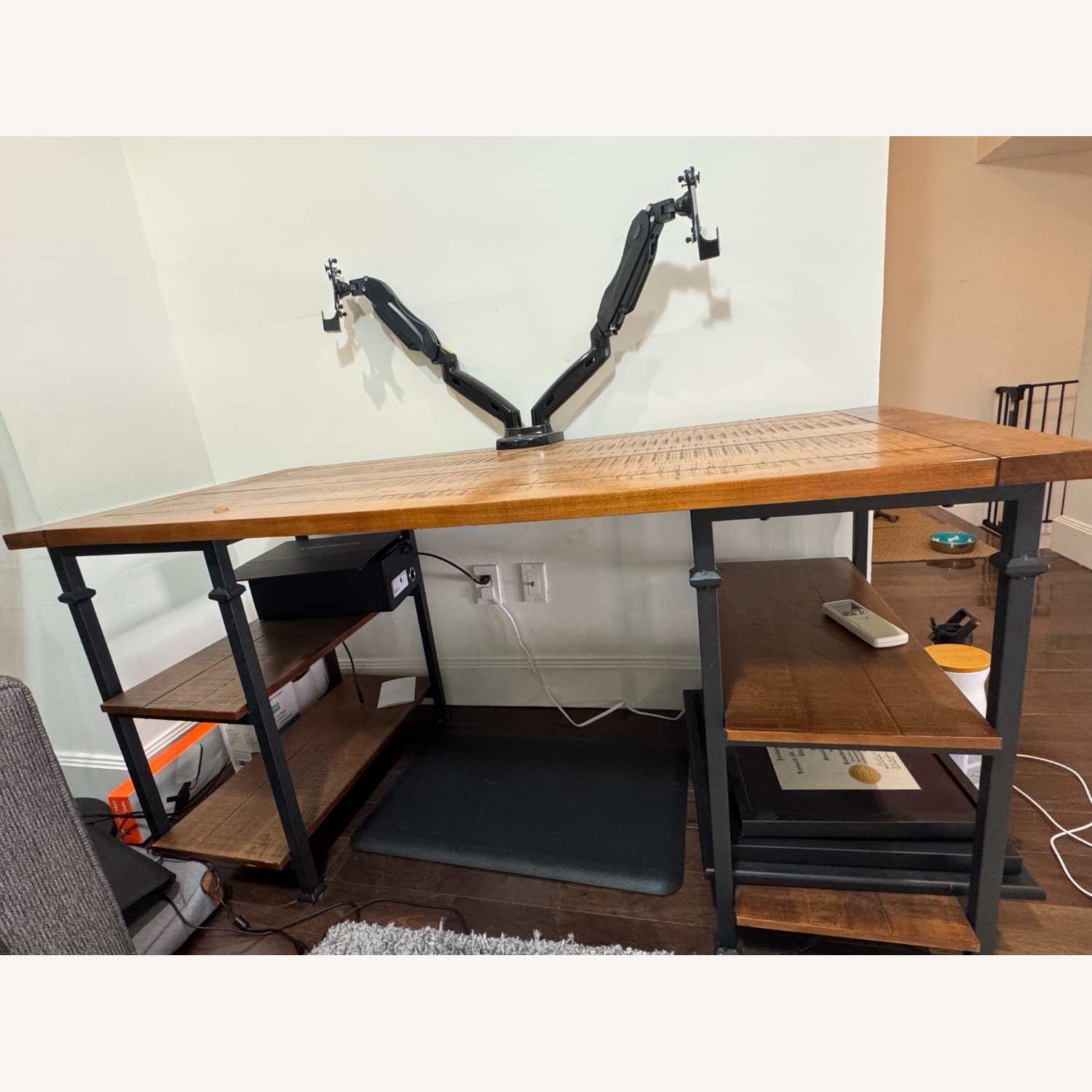 Huanuo Dark Brown Wood Desk - image-2